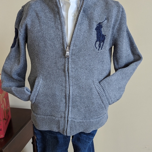 100% cotton, Polo by Ralph Lauren, boys size 5 full zip cardigan. - Picture 10 of 10